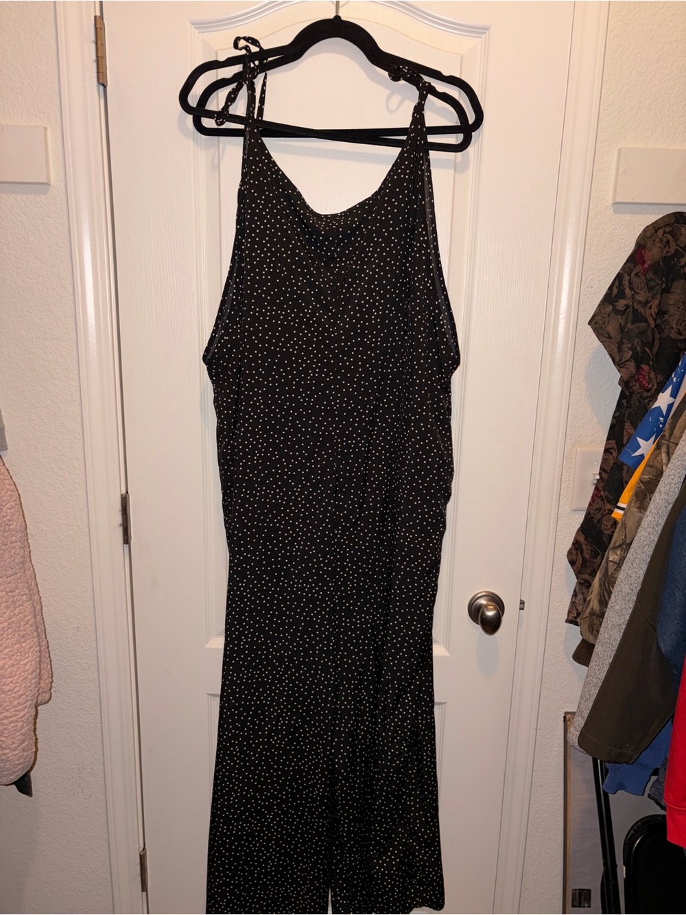 Black Polka Dot jumper with Tie Straps